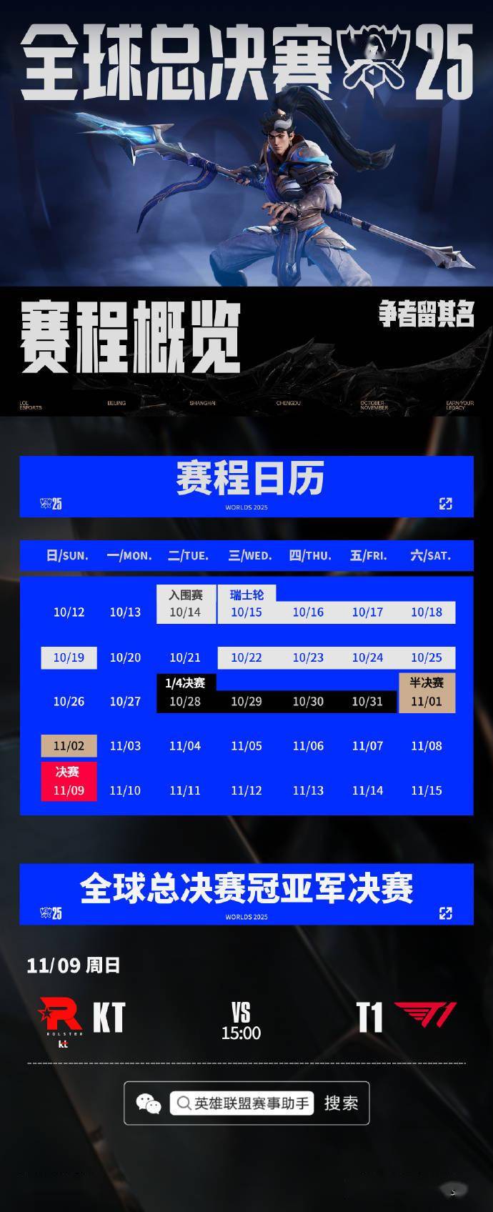 《英雄联盟》S15 全球总决赛冠亚军决赛 KT 对阵 T1 今日开战